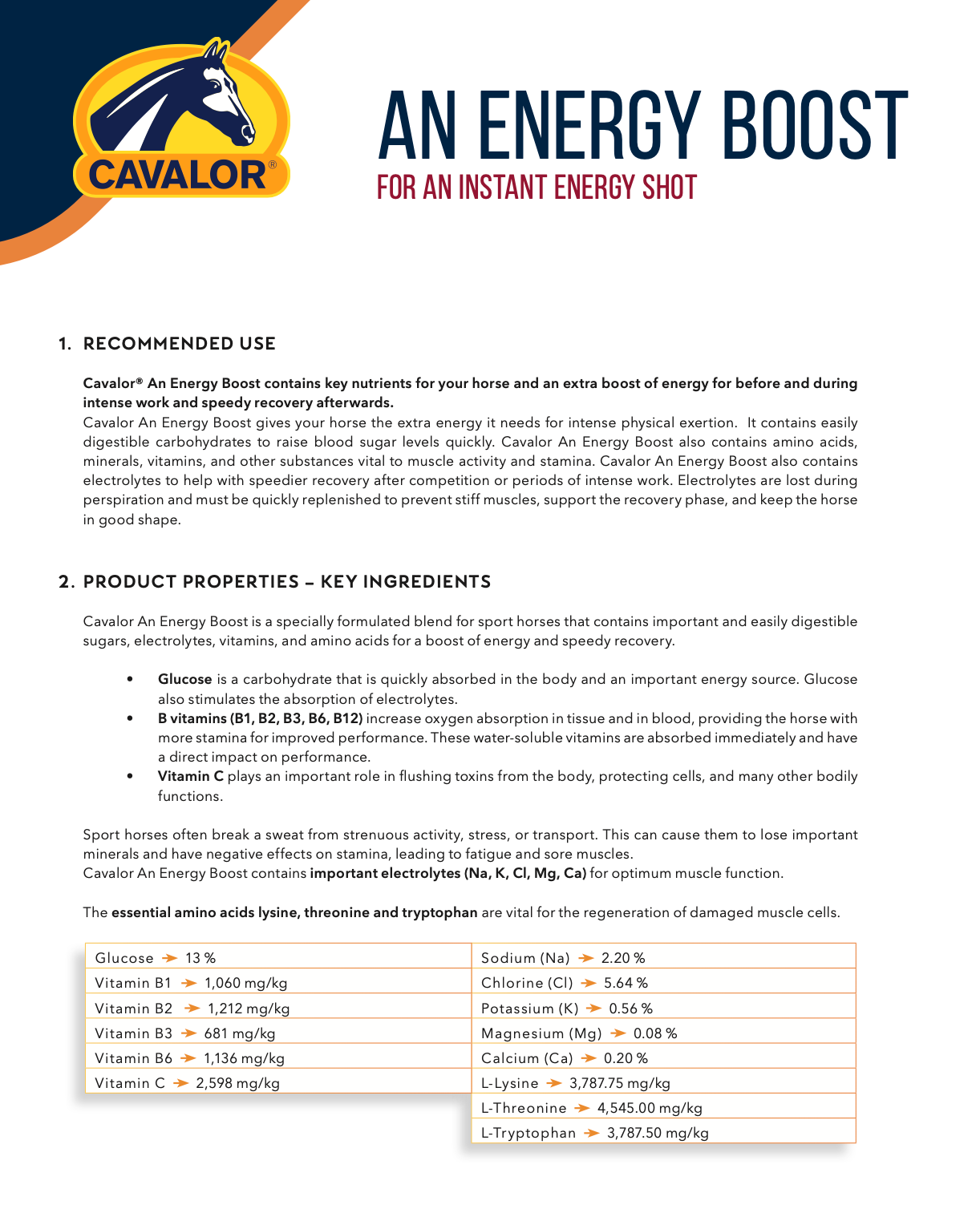 CAVALOR AN ENERGY BOOST