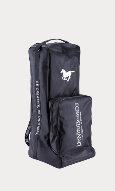 Black boot bag with front compartment