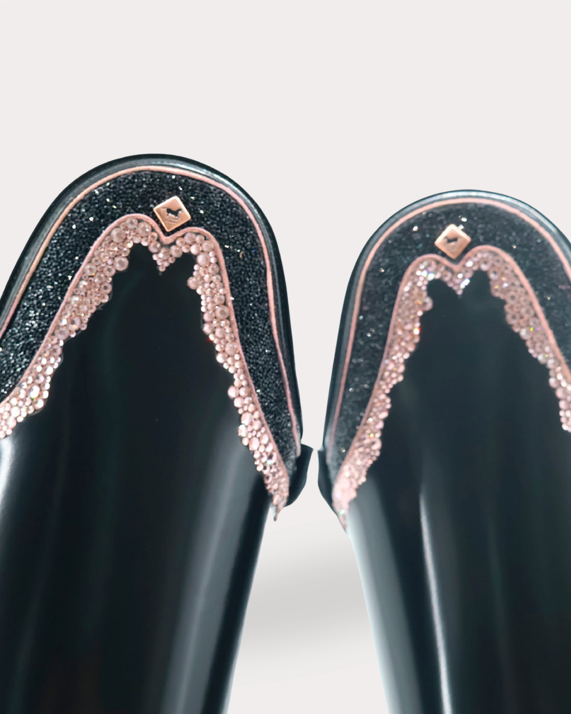 DeNiro Bellini Tall Dressage Boots – Stardust Black & Soft Pink Swarovski