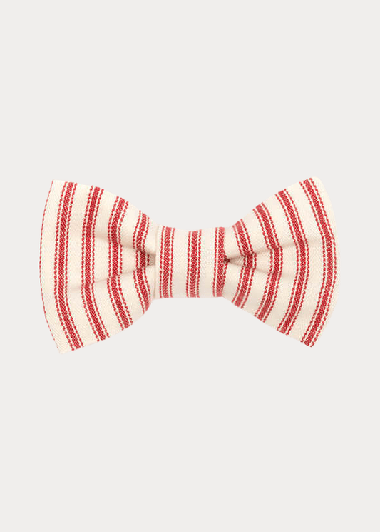 MUTTS & HOUNDS - RED TICKING STRIPE DOG BOW TIE
