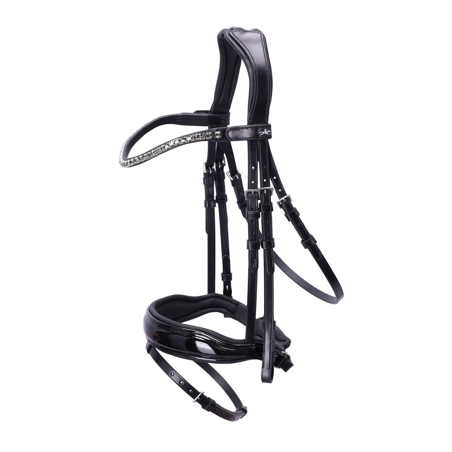 Anatomic noseband and headpiece with crystal browband