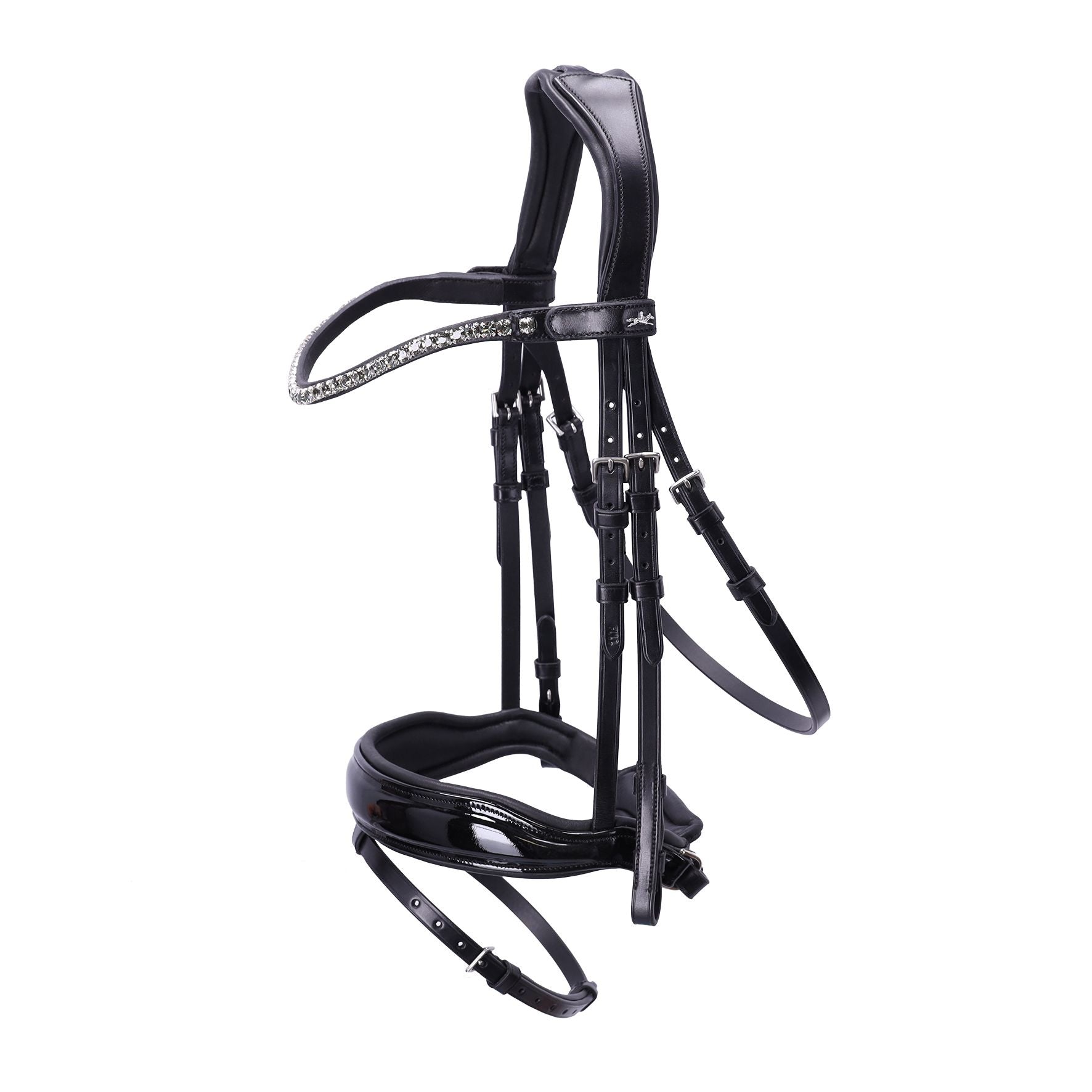 Anatomic noseband and headpiece with crystal browband