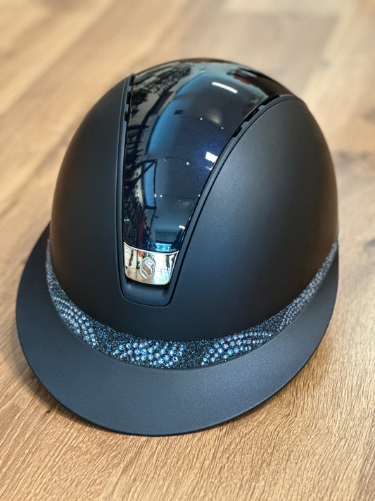 SAMSHIELD CUSTOM MISS SHIELD 2.0 NAVY GLOSSY TOP INTARSIA FRONTAL BAND