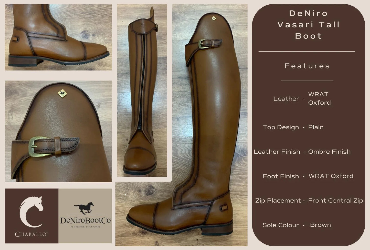 DE NIRO VASARI DRESSAGE TALL BOOTS IN OXFORD BROWN
