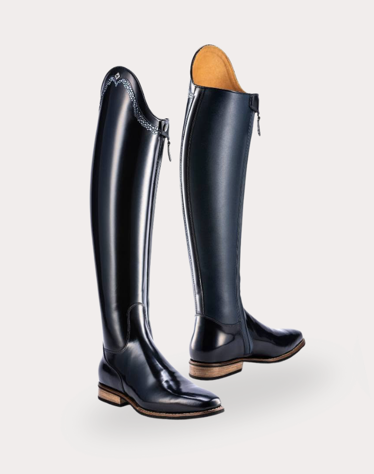 DeNiro Bellini Tall Dressage Boots – Brushed Navy, Swarovski top design