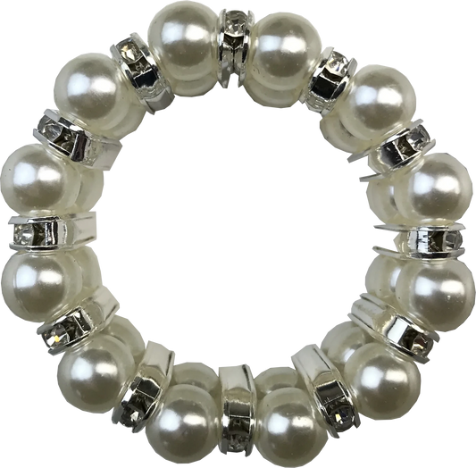 HAMAG 3 STRAND PEARL & DIAMANTE HAIR SCRUNCHIE