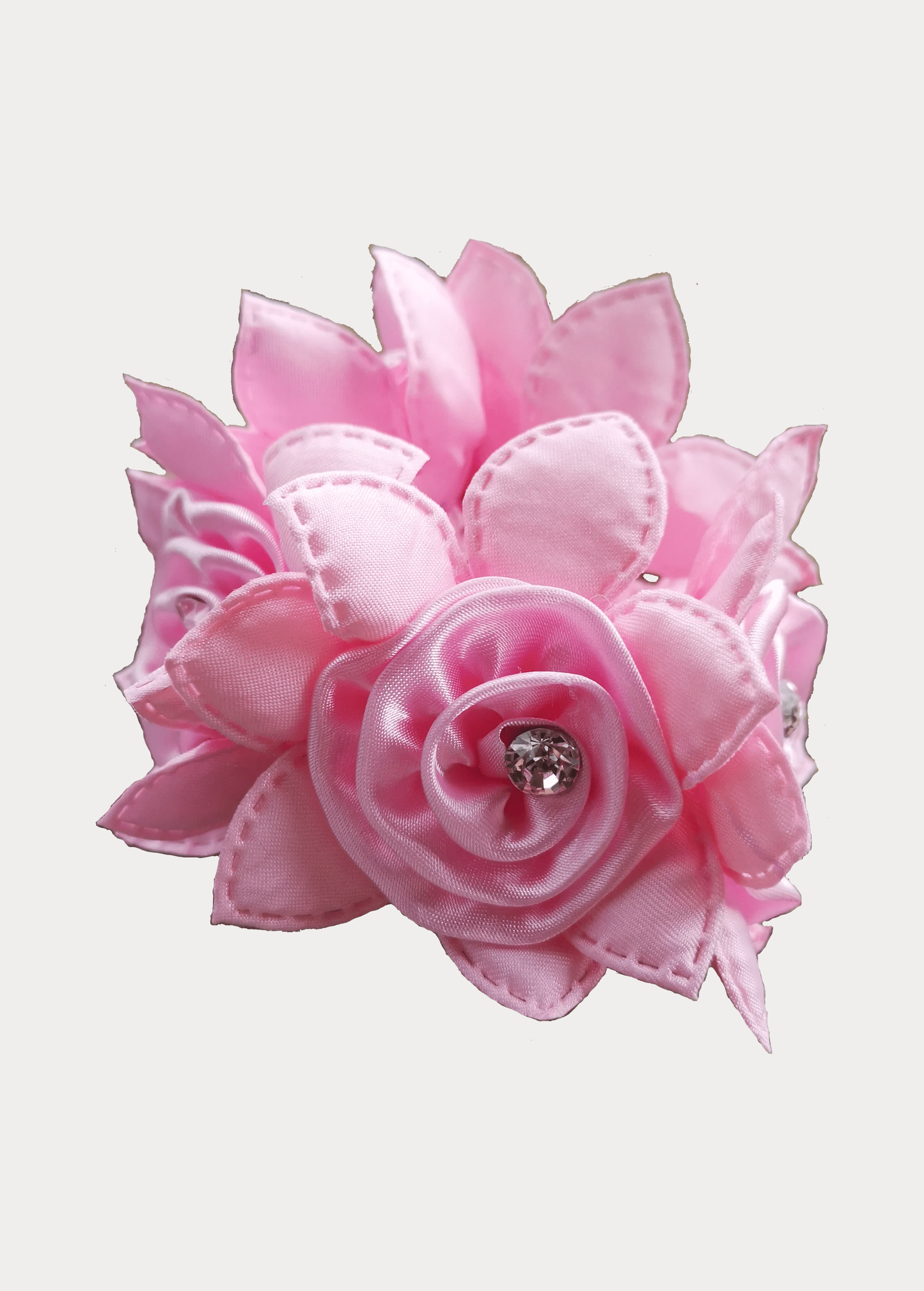 HAMAG ROSE PETAL HAIR SCRUNCHIE WITH CRYSTALS