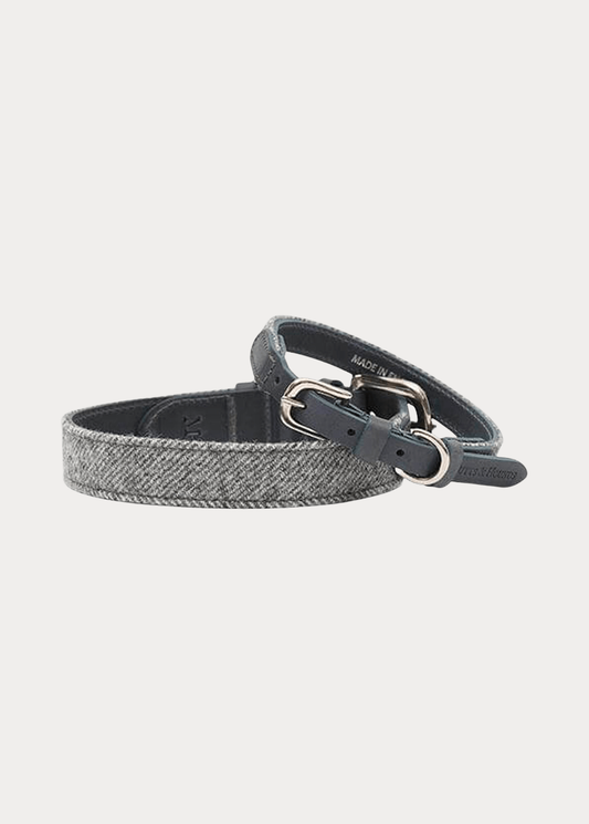 MUTTS & HOUNDS - STONEHAM TWEED & LEATHER DOG COLLAR